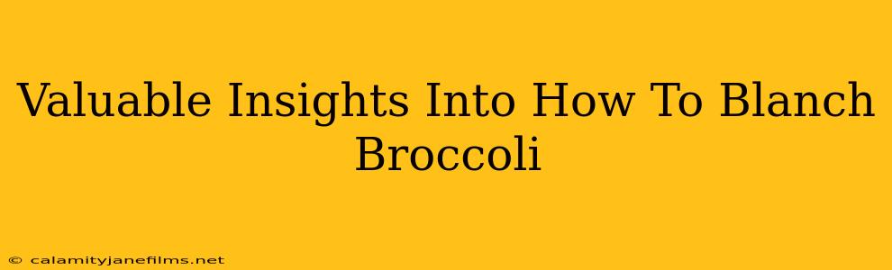 Valuable Insights Into How To Blanch Broccoli