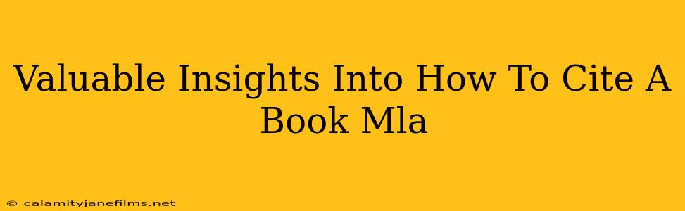 Valuable Insights Into How To Cite A Book Mla