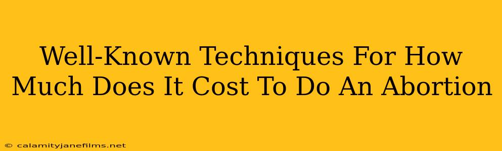 Well-Known Techniques For How Much Does It Cost To Do An Abortion