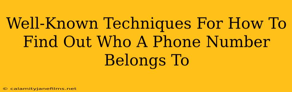 Well-Known Techniques For How To Find Out Who A Phone Number Belongs To